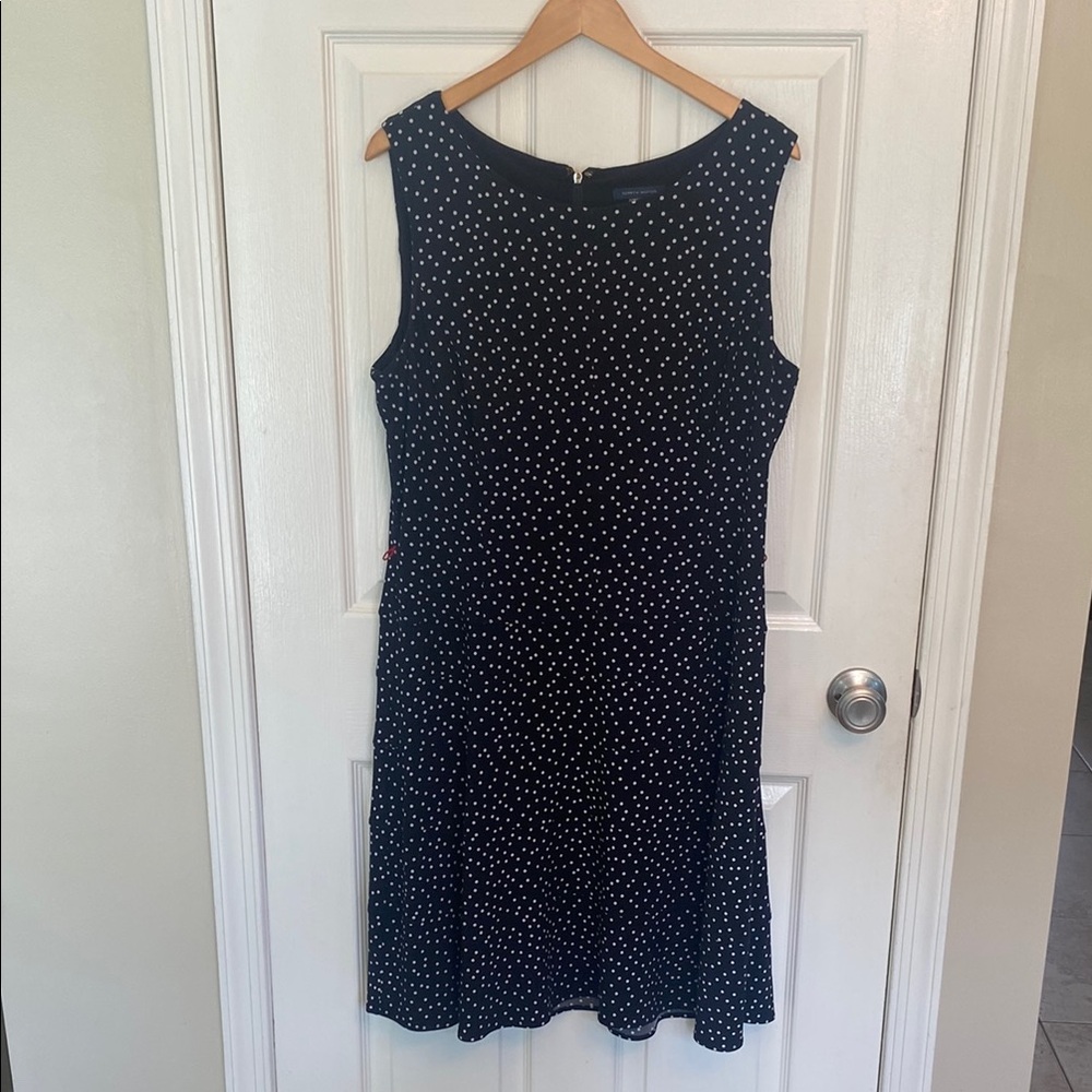 Tommy Hilfiger Black and White Peplum Midi Dress